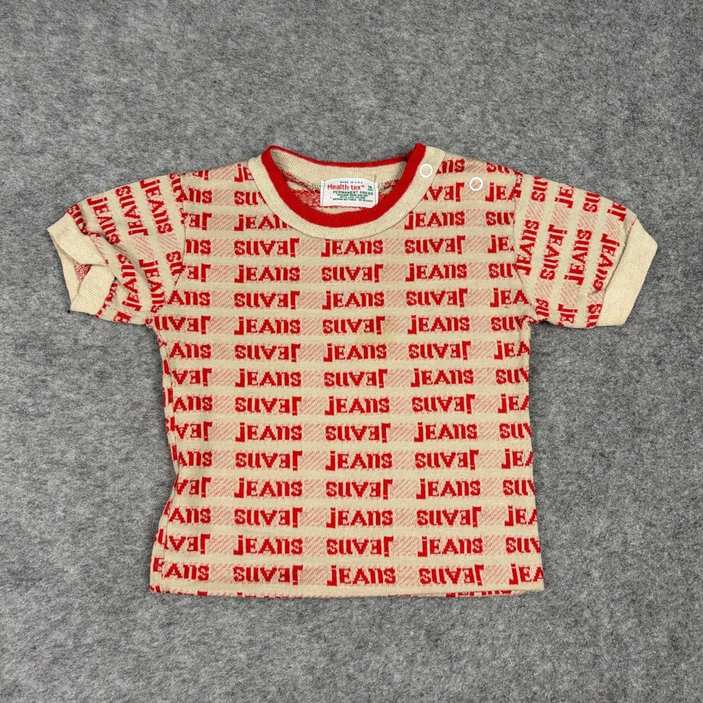Health-tex T-Shirt Unisex 18 Months Vintage 70s Red Tan Jeans Graphic Tee